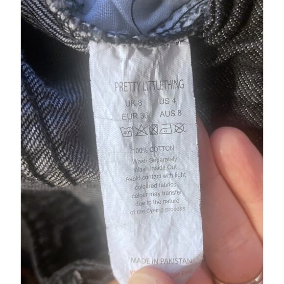 PRETTY LITTLE THING Womens Size US 4 UK 8 High Rise Cotton Gray Straight Jeans - Picture 5 of 6